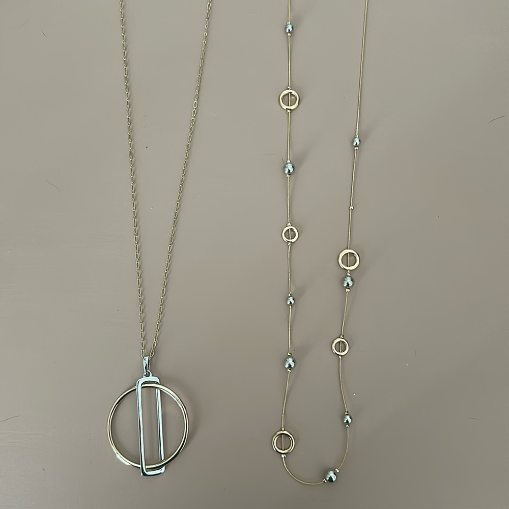 Long two tone necklace set
